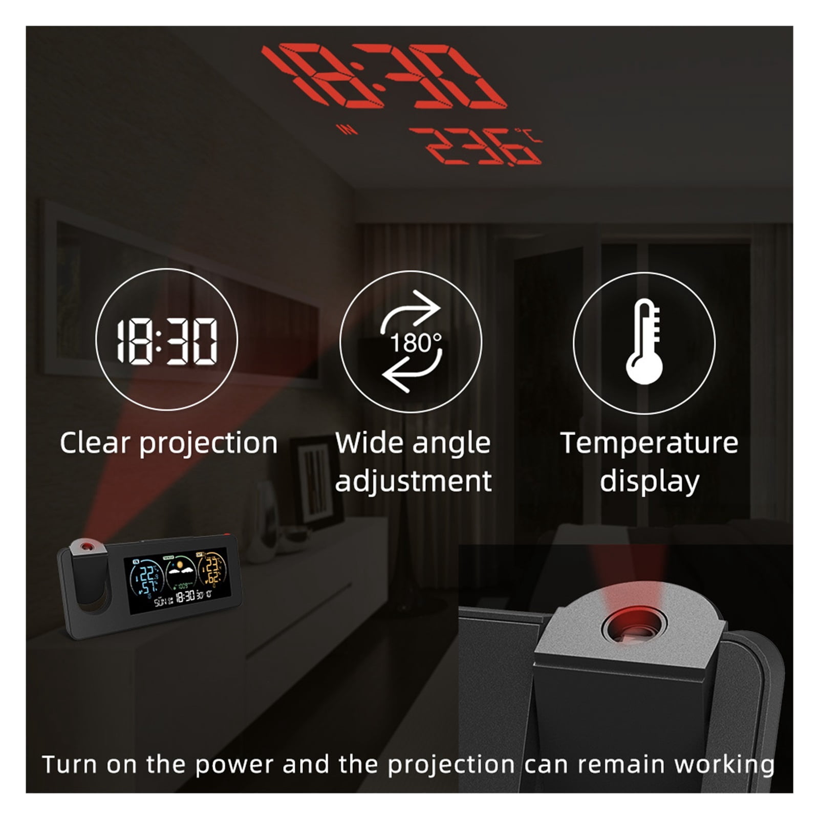 Weather Station Thermometer Electronic Projection Weather Forecast Temperature and Humidity