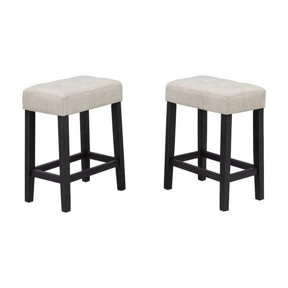 Best Master Furniture Caden Upholstered Counter Height Stools, Beige/Black Charcoal