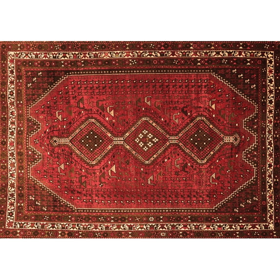 Ahgly Company Machine Washable Indoor Rectangle Persian Orange Traditional Area Rugs, 2' x 3'