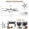 thumbnail image 3 of Ventilador de techo Wiviniya Tropical de 50 pulgadas con control remoto de luces, 3 of 9