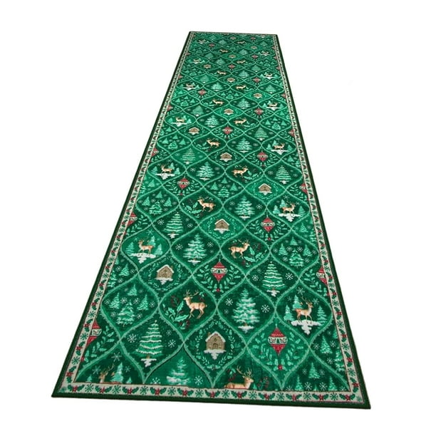 Alfombra navideña de 63 x 20 pulgadas, antideslizante, larga, para decoración navideña Estilo B