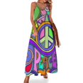 thumbnail image 1 of Vestido sin mangas con estampado de arte hippie psicodélico colorido, elegante y suelto, ropa de mujer elegante, ropa estética de lujo, 1 of 7