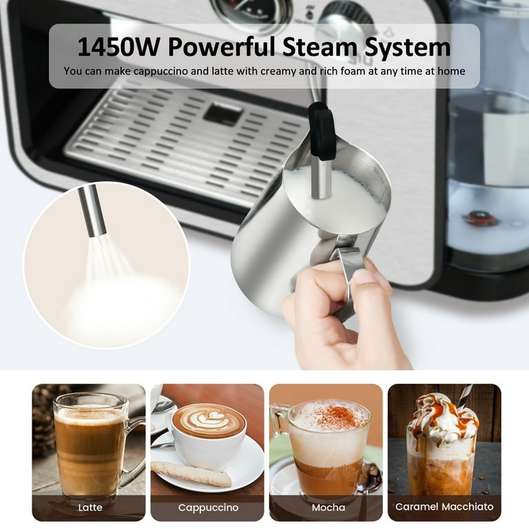 Drelex Espresso Machine With Milk Frothing, 20 Bar Expresso Coffee Machine,  Removable Water Tank, Semi-automatic Coffee Machine With Steam Wand For  Espresso, Latte, And Cappuccino,, Touch Control - Temu