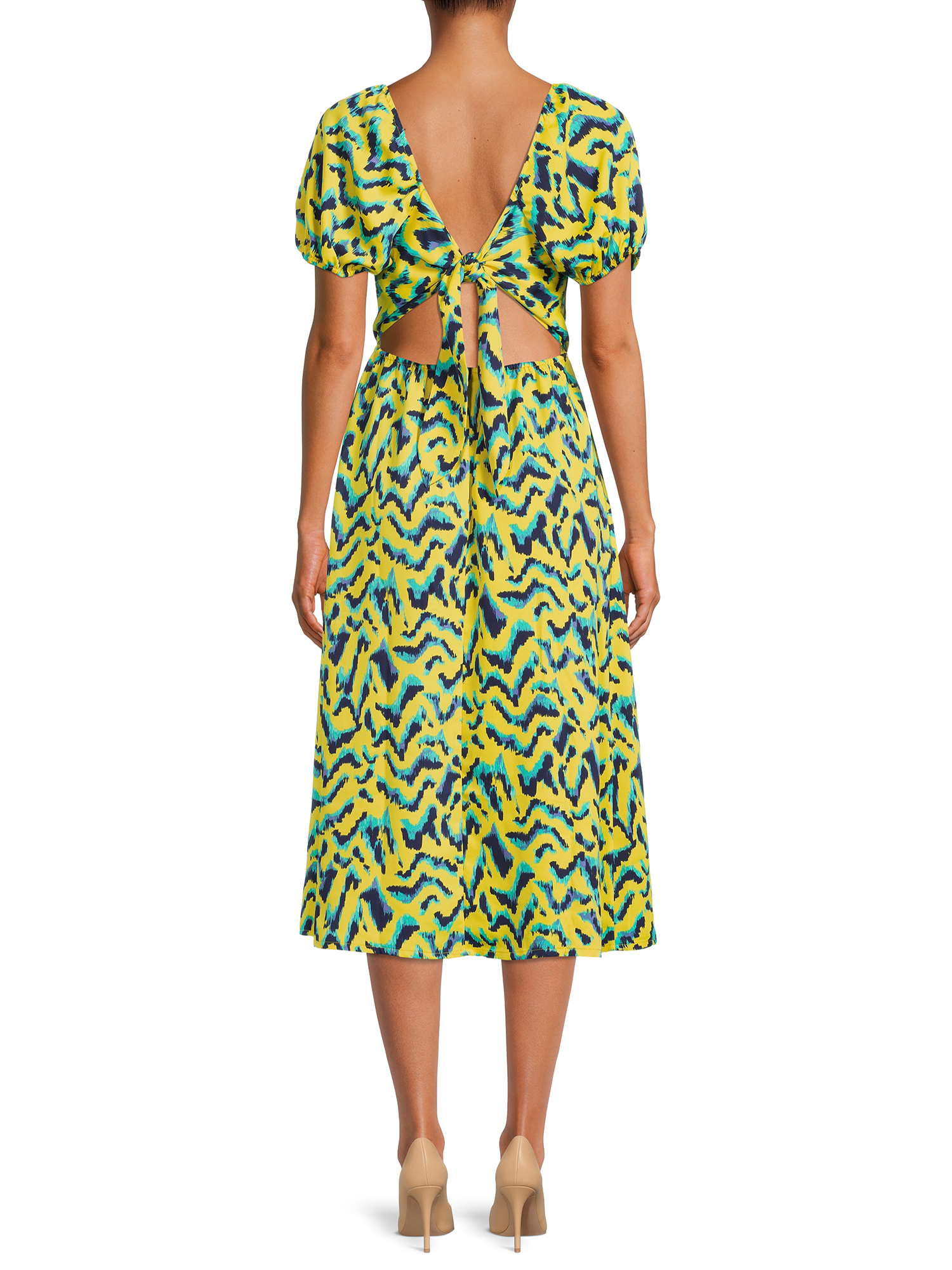 The Get Women's Tie Back Print Midi Dress - Walmart.com