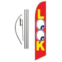 Look Advertising Feather Banner Swooper Flag Sign with Flag Pole Kit and Ground Stake