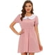 thumbnail image 1 of Vestido entallado y con vuelo de manga corta abullonada con cuello Peter Pan en contraste para mujer Rosa M, 1 of 5