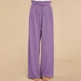 thumbnail image 2 of Pantalones largos de salón pierna ancha color puro elegantes pantalones largos con cinturón para fiesta de la vida diaria, 2 of 5