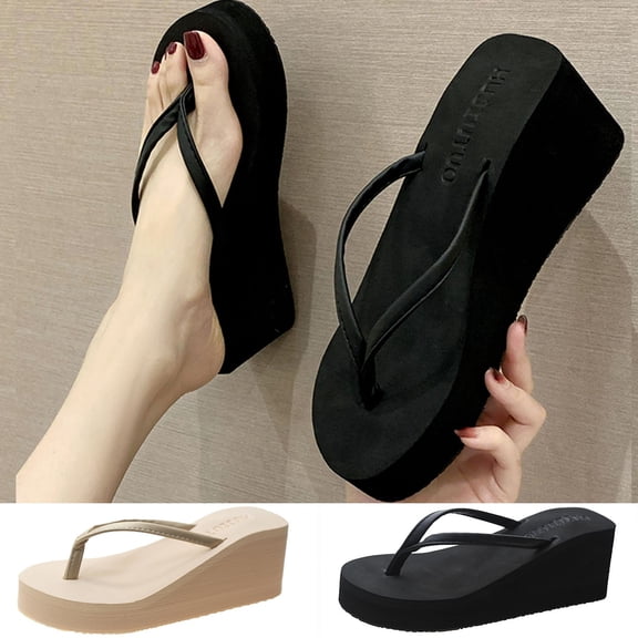 YAYUBA Womens Sandals Black,Fashion Women's Casual Shoes Bling Breathable Wedges -on Round Toe Slippers