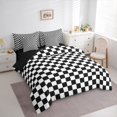 thumbnail image 3 of Manfei Black White Checkered Twin Bedding Sets 7-Piece, Modern Buffalo Plaid Bedding Comforter Set, Abstract Geometric Reversible Sheet Sets, Ultra Soft Home Decor, 3 of 7