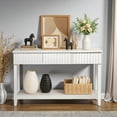 thumbnail image 2 of Tcbosik Modern Console Table with 3 Storage Drawers, 2-Tier Long Sofa Table with Open Shelf, 51.2 inch Entryway Table for Living Room, Hallway, Foyer, White, 2 of 10