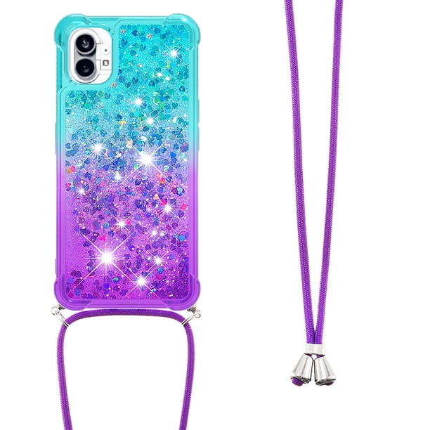 Funda para Nothing Phone 1 Brillantina Líquida Divertida Reluciente y con Cristales en Movimiento Cuerpo Cruzado con Cordón Ajustable