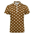 thumbnail image 4 of White And Brown Polka Dots Men Zipper T-shirt Summer Casual Short Sleeve T-shirt Top, 4 of 7