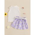 thumbnail image 6 of 2Pcs Baby Toddler Girl Summer Outfits 12 18 24 Months 2T 3T 4T 5T Sleeveless Collared Tank Tops + Pleated Skirt Set Clothes, 6 of 9