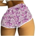 thumbnail image 2 of Itsame Sports Shorts Women Elastic Waist Short Sweatpants Fashionable Printed Tight Short Pants Purple Size M, 2 of 5