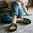 thumbnail image 5 of POLERO Women's Green Flame Skull Print Open Toe Slippers for Women Soft Sole Cotton Slide Lightweight Indoor Slippers Bedroom Shoes, Size 10.5-11.5, 5 of 7
