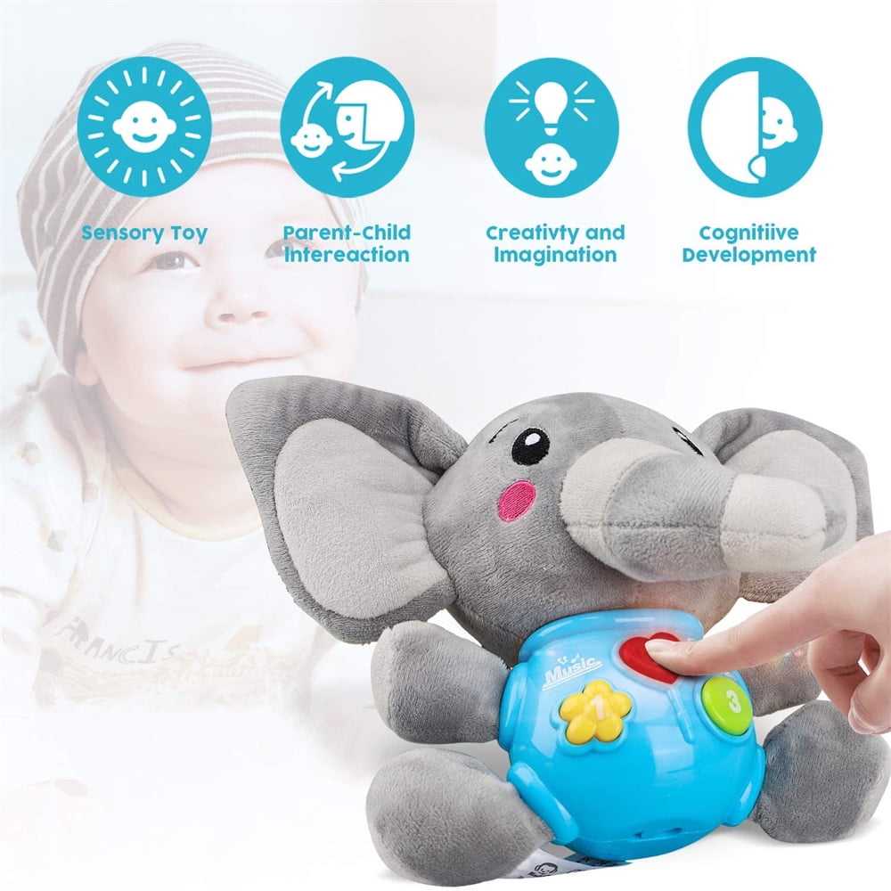 Peluche Éléphant Musique Bébé Jouets 0 3 6 9 12 Mois, Mignon