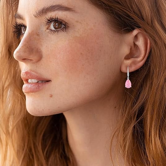 Opal Earrings 925 Sterling Silver Celtic Knot Hook Teardrop Earring 8X12mm Solitaire Gemstone October Birthstone Jewelry Gift for Women