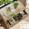 thumbnail image 4 of BeesClover Wave Fluted 3 Drawer Dresser, 28'' Wide Chest of Drawers with Anti-Tipping Device, Tall Wood Nightstand with Storage and Metal Legs for Bedroom, Hallway, Entryway, Small Spaces, 4 of 7