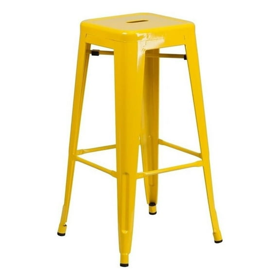 Bowery Hill 30'' Industrial Metal Backless Bar Height Stool in Yellow