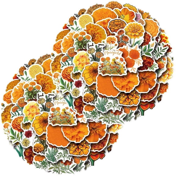 Vjnyvs Yellow Marigold Flower Sticker Day of Dead Decal 110 Pcs