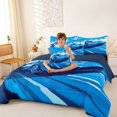thumbnail image 3 of Castle Fairy Racing Style Blue Sports Car Twin Bedding Sets 7-Piece for Boys, Dynamic Splash Art Bedding Comforter Set for Bedroom, Vibrant Blue,Navy Blue Reversible, 3 of 7