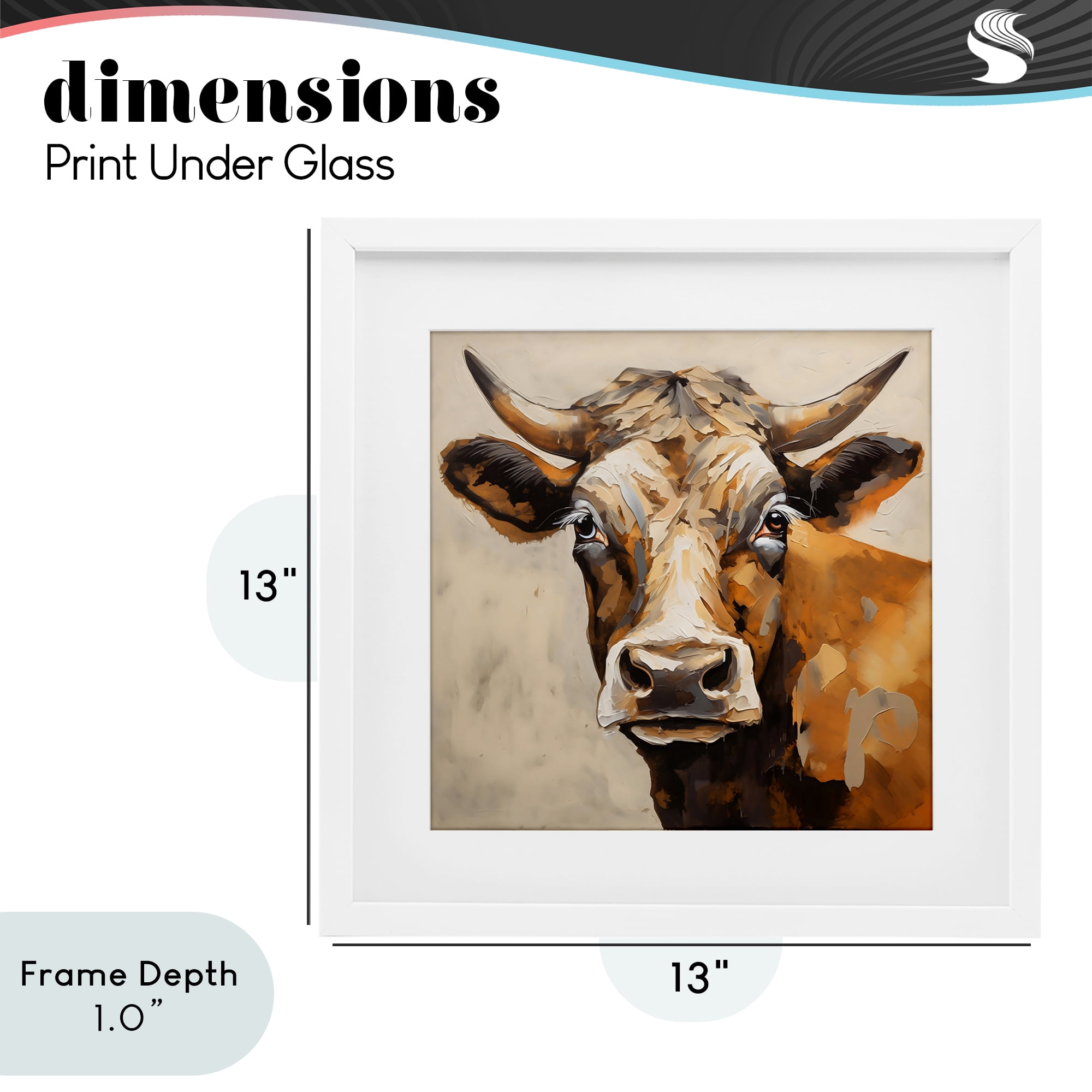 Stupell Industries Beautiful Brown Bovine White Framed Print Under Glass, design by Creative Studio