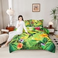 thumbnail image 4 of Castle Fairy Floral Hummingbird Twin Comforter Sets,Tropical Flower Leaves Bedding Set, 4 of 8