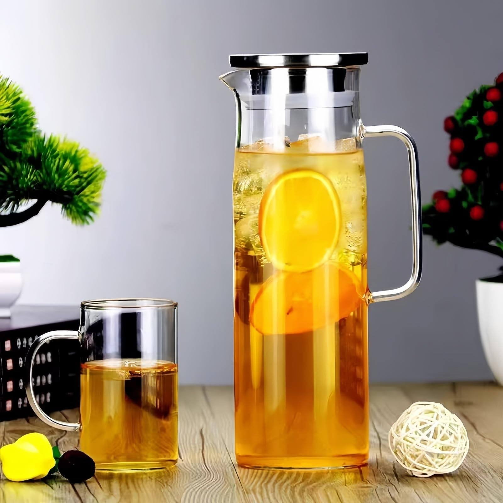 XKHBDL Portable Container Water Bottle with Bamboo Lid - Eco Friendly & BPA Free Borosilicate Glass Infuser Bottle - Leak Free Design - for Storage, Everyday Use and Non-Toxic Hydration
