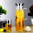 thumbnail image 5 of High Borosilicate Glass Straight Body Pot Glass Water Bottle, Glass Pitcher with Lid and Handle, Glass Carafe for Cold Water, Large Iced Tea Pitcher for Coffee, Juice and Homemade Beverage, 5 of 9