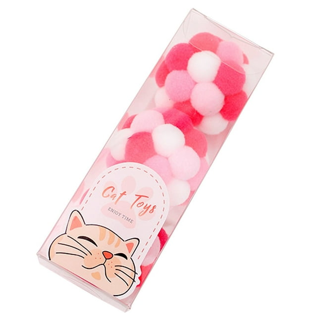 Cat Toy Plush Ball 3PCS Interactive Pet Play Ball Kitten Chew Toy with Bell