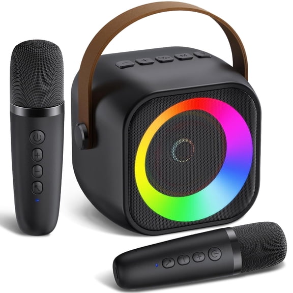 DAYBETTER Mini Karaoke Machine for Adults & Kids, Portable Bluetooth Speaker with 2 Wireless Microphones
