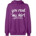 thumbnail image 2 of OXI Hoodie Sweatshirt - You Read My Shirt, Basic Casual Hoodie for Men's and Women Fleece Hoodie Long Sleeve - Purple Large, 2 of 3