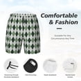 thumbnail image 3 of Naloa grey and green argyle Print Men Swim Trunks with Compression Liner ,Board Shorts,Men's Swim Shorts with Drawstring and Elastic Waistband-Small, 3 of 6