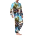 thumbnail image 2 of Naloa Playful Hedgehog Forest Pond Men’s Pajamas Set - Long Sleeve Button Down Sleep Shirt and Pajama Bottoms Sleepwear Set-XX-Large, 2 of 7