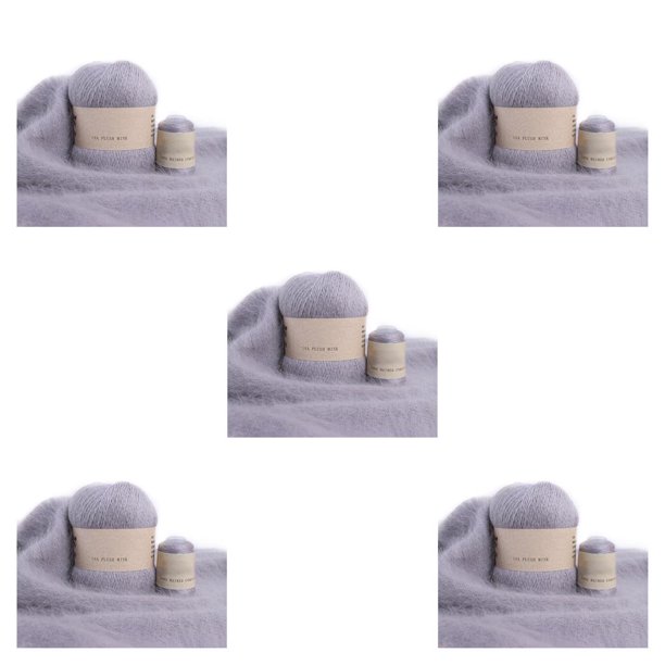 Yuarrent Juego de ovillos de lana para tejer invierno 50g 20g Gris plateado 5Conjunto