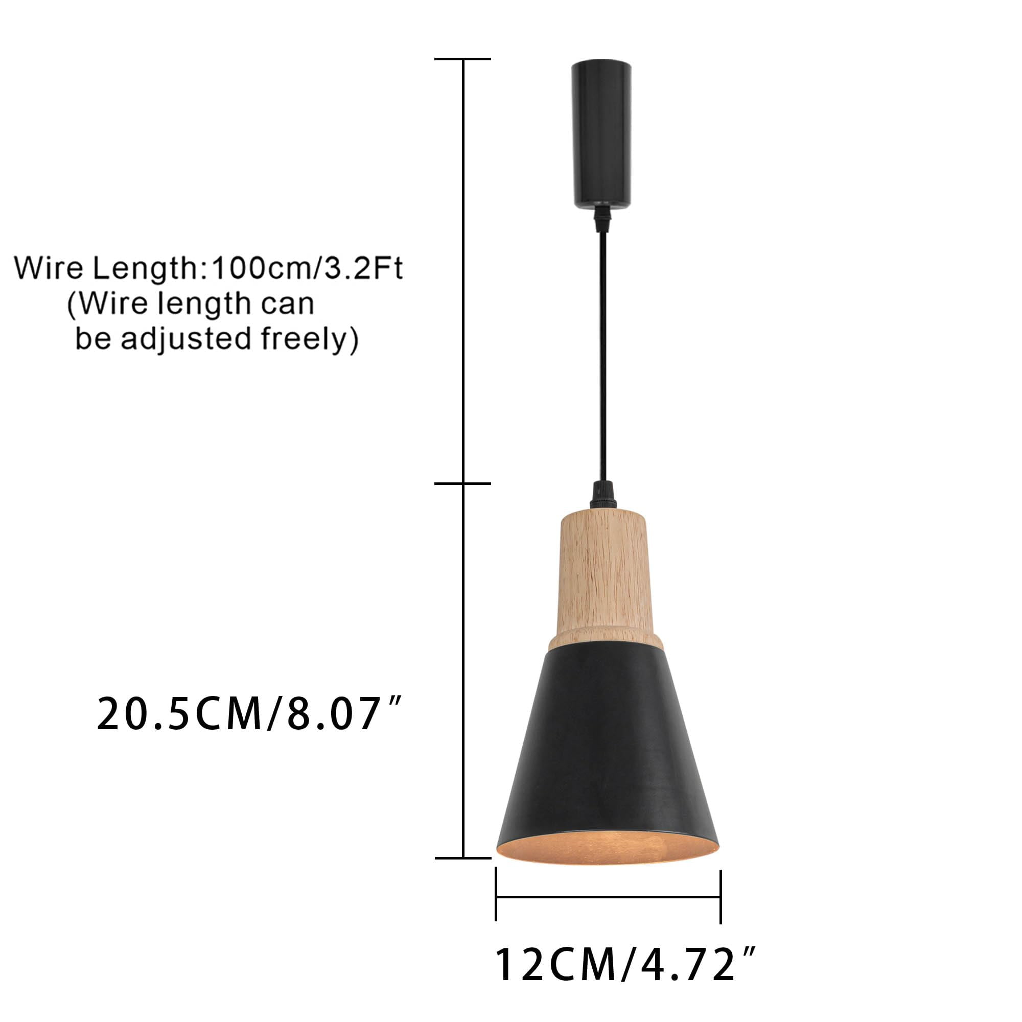 KAYYELAMP H-Type Track Lighting Set 1 Track Rail with Plug Outlet Cable, 1 Track Pendant 3.2 Ft Adjusted Cord Wood Black Metal Vintage Design for Kitchen Dining Table Loft(No Bulb)