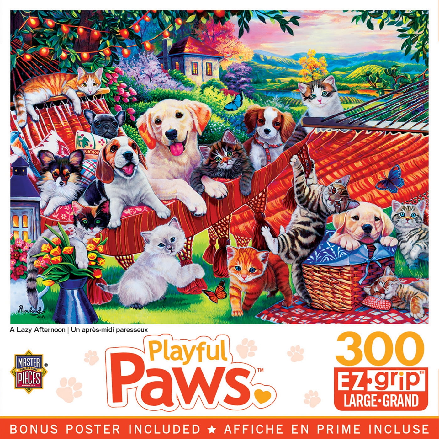 Masterpieces 18' X 24' A Lazy Afternoon - Playful Paws Collection 300 Piece Ez Grip Jigsaw Puzzle