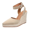 thumbnail image 1 of OJSFQUFP Women's Wedge Platform Straw Rope Sandals Fashionable Versatile Open Toe Breathable Lightweight Comfortable Slip for Summer Beach Daily Wear, 1 of 7
