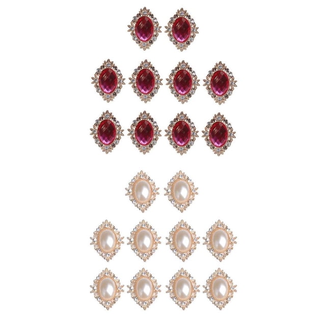 20 botones planos con diamantes de imitación brillantes para decoración DIY beige fucsia