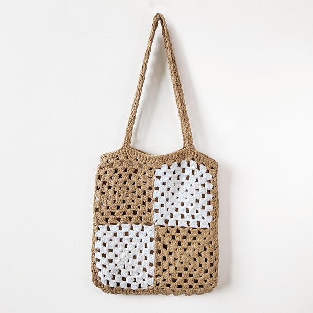Zhuge Bolso de hombro tejido para mujer, bolso de mano tejido, bolso de mano tejido elegante para playa de verano, bolsos de hombro de 9,44 x 0,39 x 9,44 pulgadas (caqui)