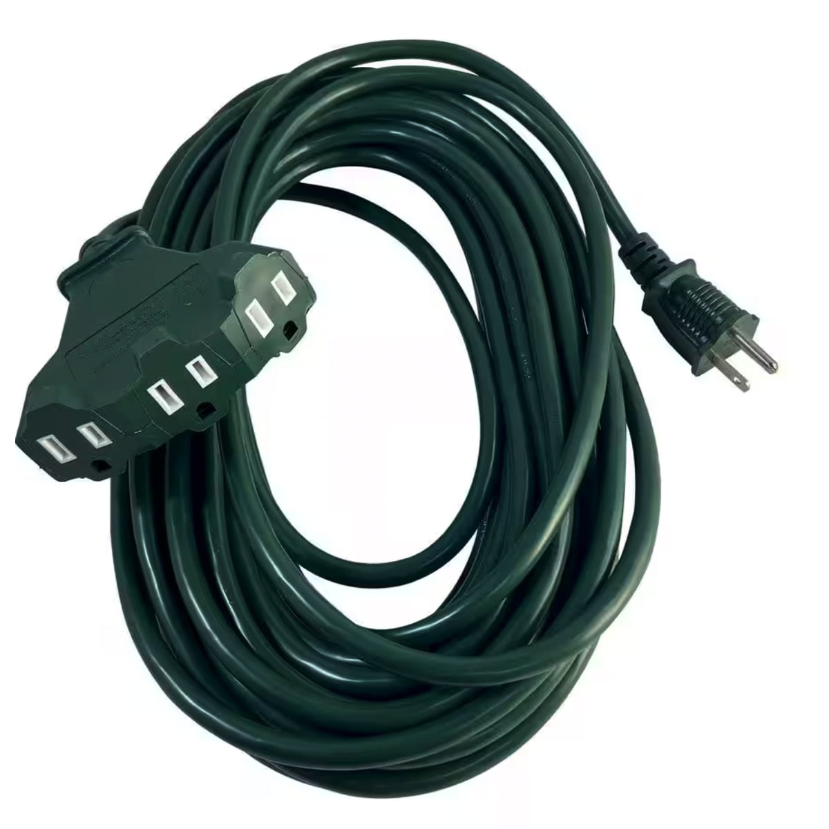Ceybo 50 ft. 16/3 Light Duty Indoor/Outdoor Landscape Extension Cord with Multiple Outlet Triple Tap End, Green