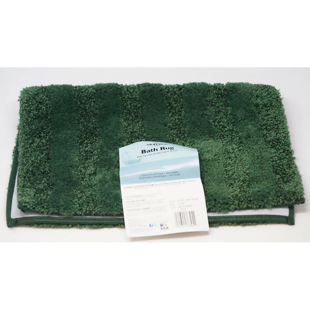 Mohawk Home Luster Stripe 17" x 24" Plush Bath Rug Emerald Green