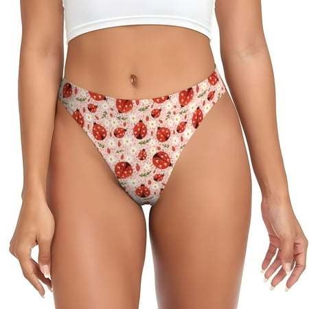 Adobk Ladybugs With Heart Spots Print Seamless Women Underwear Thongs No Show Ladies Thong No Line Breathable Comfortable Panties Undies for Women-Large