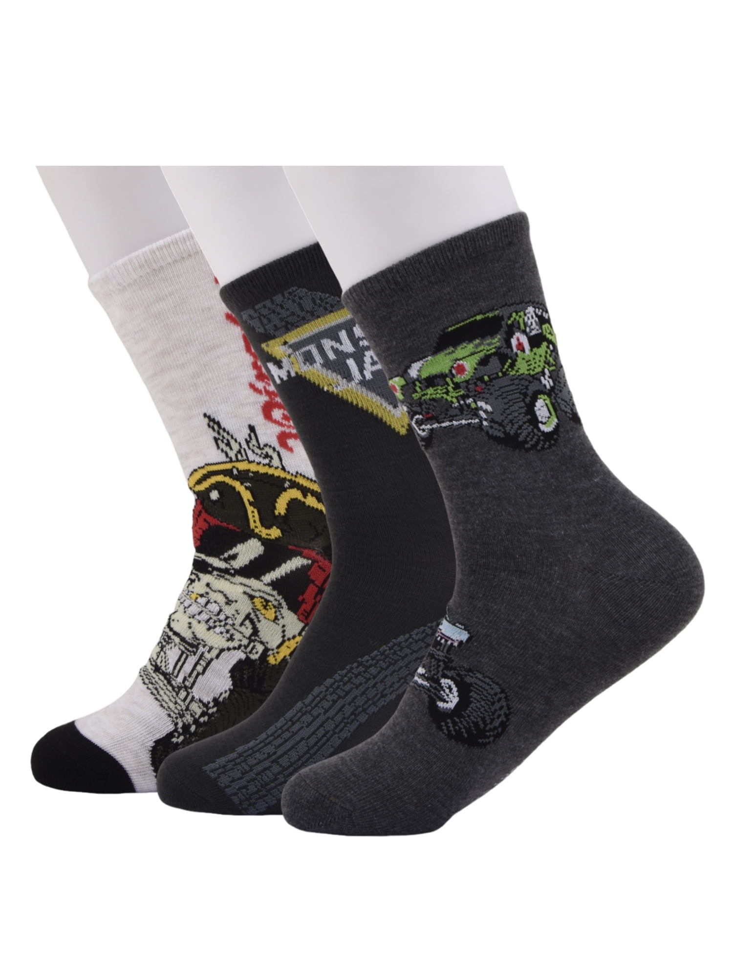 Monster Jam Boys Crew Socks, 3-pack, Sizes L