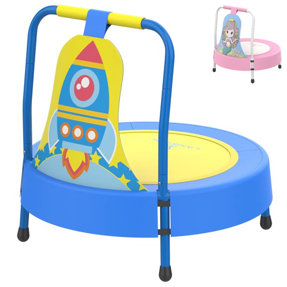 Mini trampolín LANGXUN con temática de cohete para niños de 6 meses a 4 años