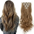 thumbnail image 2 of LELINTA 24" Curly Wave Clips in Synthetic Hair Extensions Hair pieces for Women double double weft 7 piece full head, 2 of 8