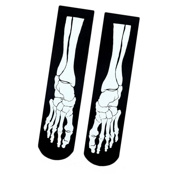 2. Unisex Halloween Skeleton Bone Socks Middle Calf Cosplay Party Hosiery Adults Teens