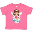 thumbnail image 3 of Inktastic Cute Fairy, Brown Hair, Fairy Sitting On Mushroom Girls Toddler T-Shirt, 3 of 5