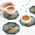 thumbnail image 4 of Leather Coasters with Heat-resistant for Drinks, Vintage Compass -标题2 Octagon, 4 of 5