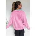 thumbnail image 2 of Women's Bright Pink Mineral Wash Crew Neck Sweatshirt – Casual Daily Wear, XL, 2 of 11